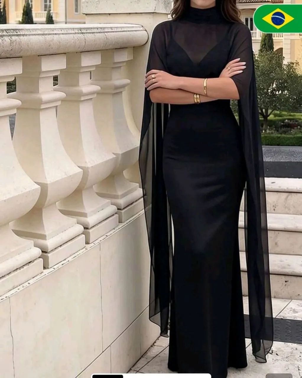 Vestido Shein com chifon comprido