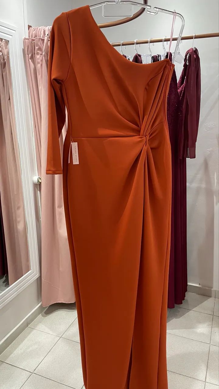 Vestido terracota de crepe - Foto 3