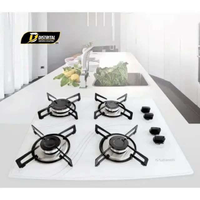 Fogão Cooktop branco 4 Bocas Lines Pronta Entrega