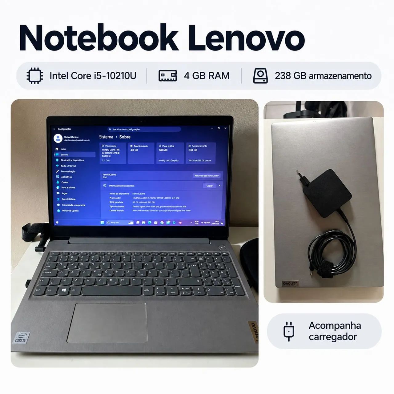 Note lenovo 4gb de RAM | SSD | i5