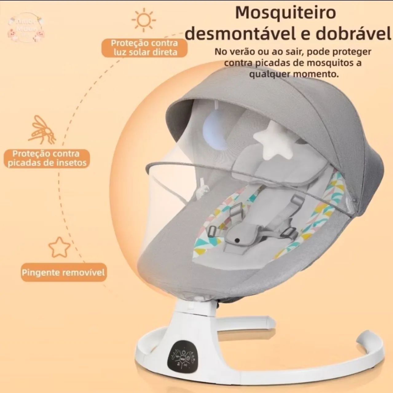 Cadeirinha De Bebê Elétrica, Com Bluetooth, Cor Cinza ( Nunca Usado) - Foto 2