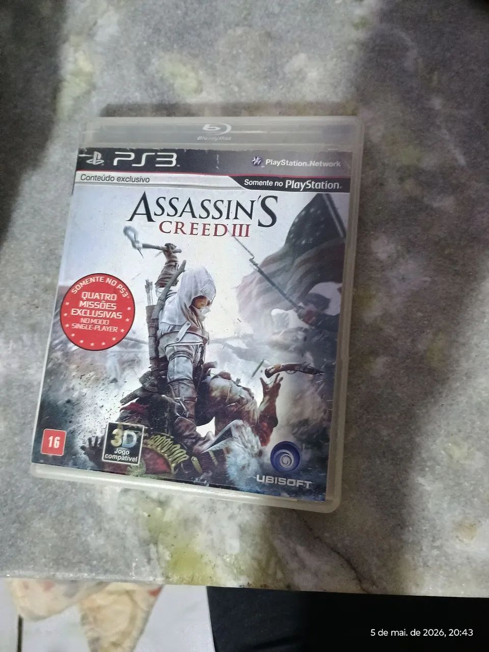 Assassin's Creed 3 PS3, capa e cd
