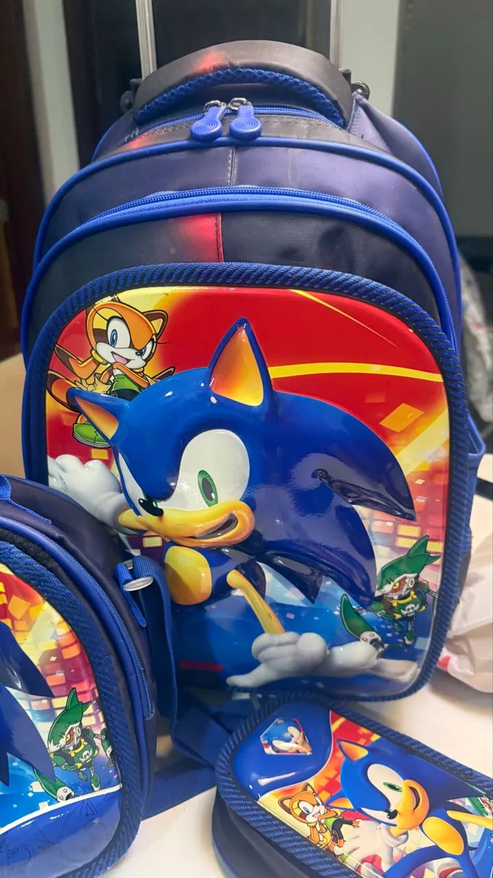 Kit de bolsa escolar do Sonic - imagem alto relevo - Foto 2
