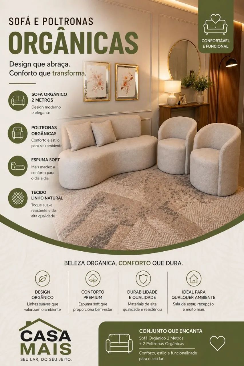 Sofá Orgânico Com Poltronas 