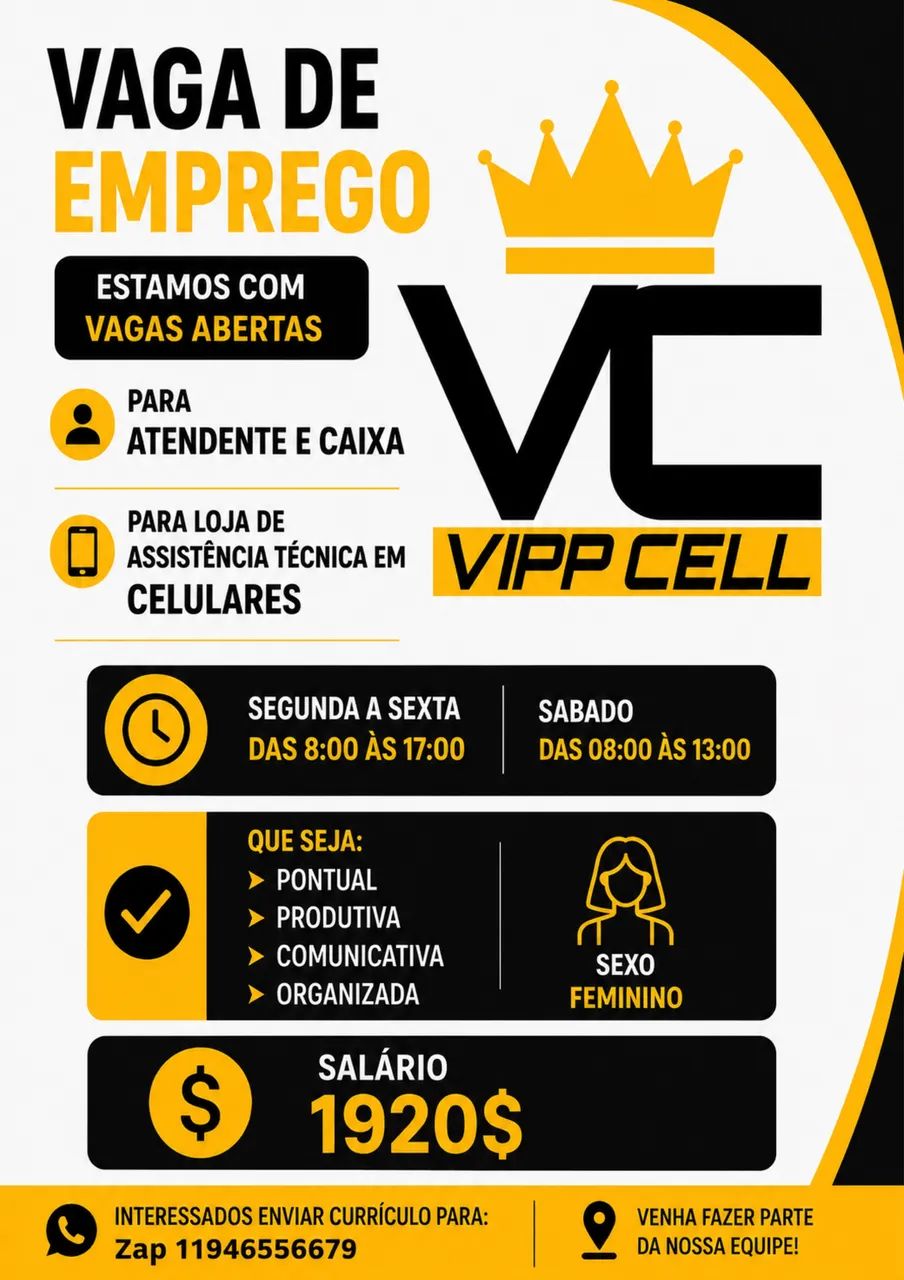 Vaga para atendente e ajudante loja