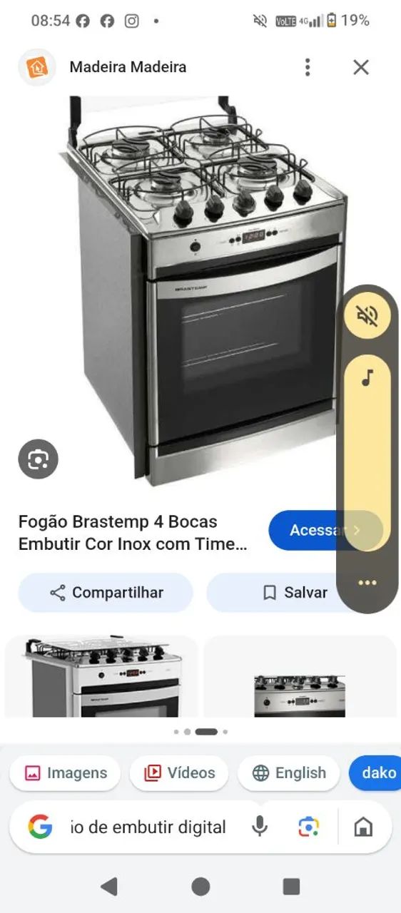 Fogão de embutir automático 