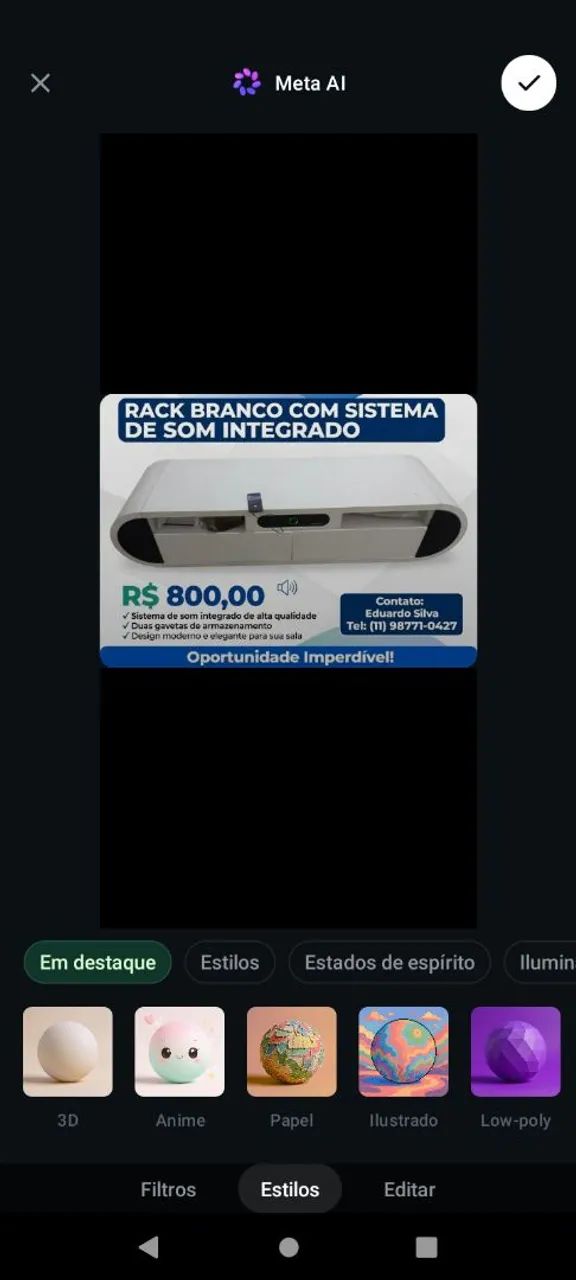 Rack com som integrado 