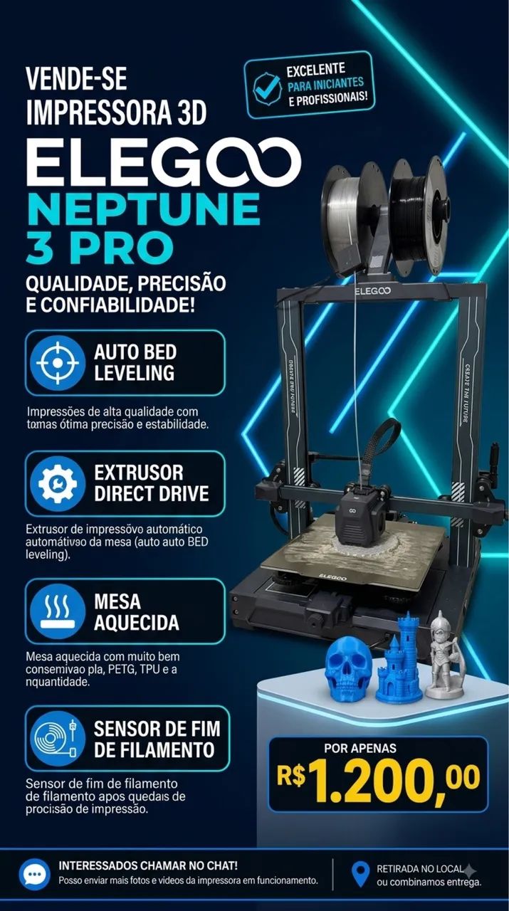 Impressora Elegoo Neptune 3 Pro