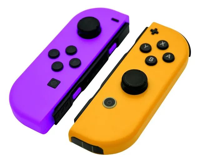 Controle Joy Stick compatíveis com Nintendo Switch, cor Roxo e Laranja