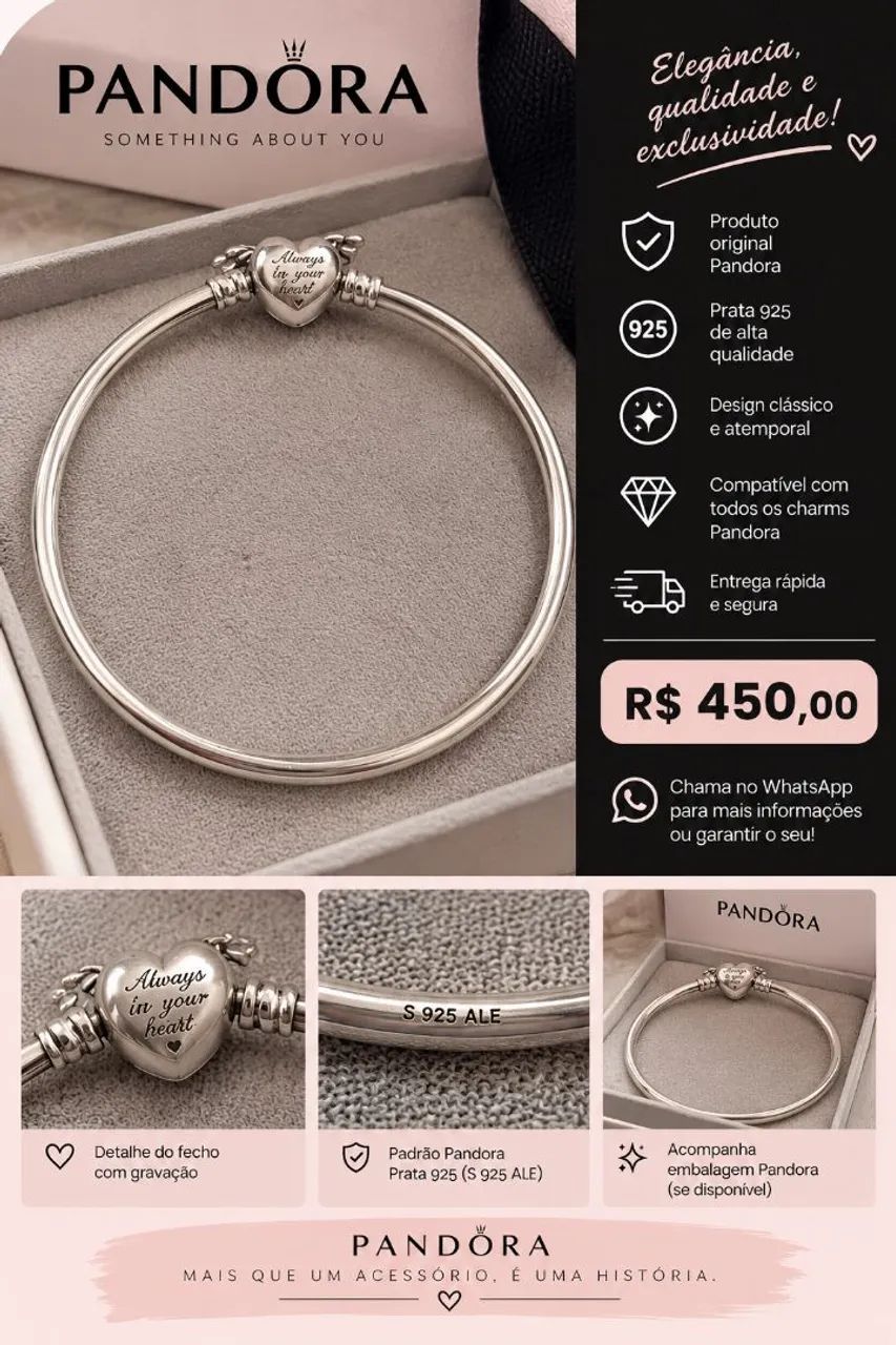 Pulseira pandora original prata 925