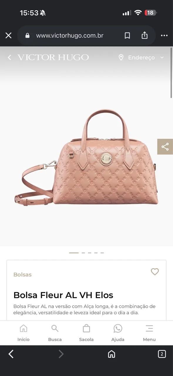 Bolsa Victor Hugo rosa original com nf estilo necessaire  - Foto 4