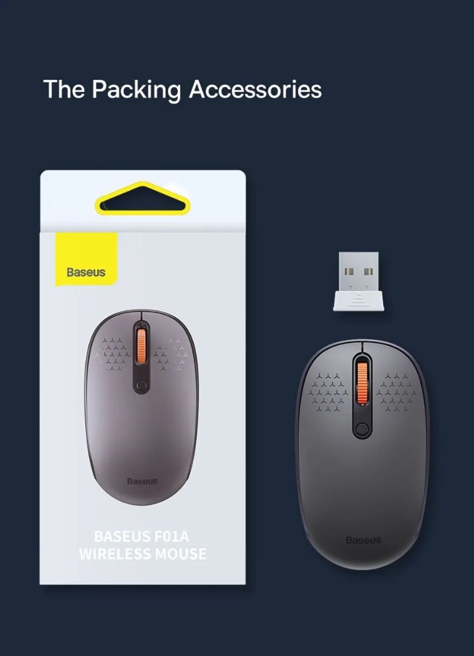 Mouse Baseus F01B BT 5.0, 2.4G, Silencioso, Sem Fio, 1600dpi, Preto  - Foto 3