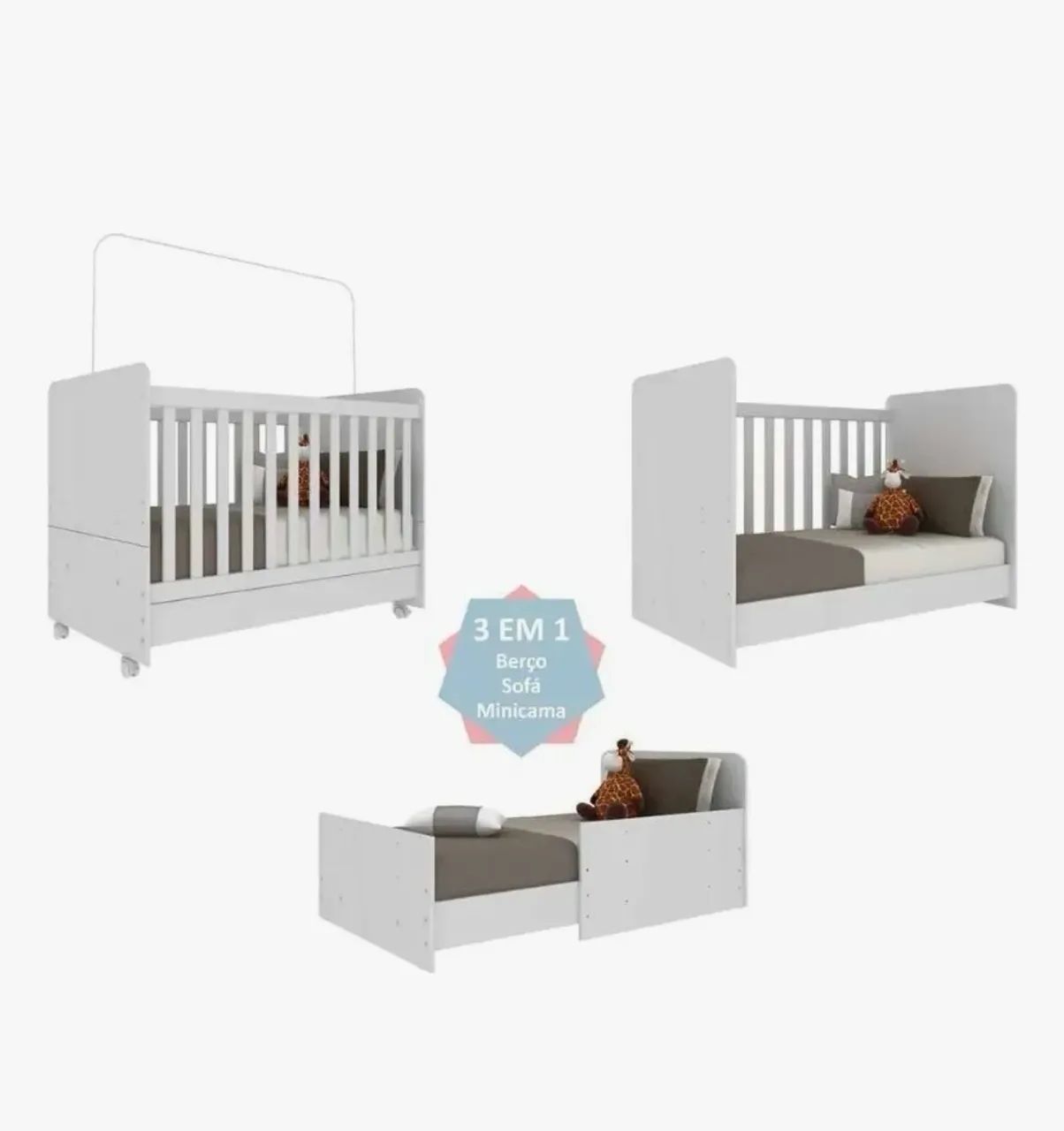 Berço 3 em 1 mini cama com colchão  - Foto 2