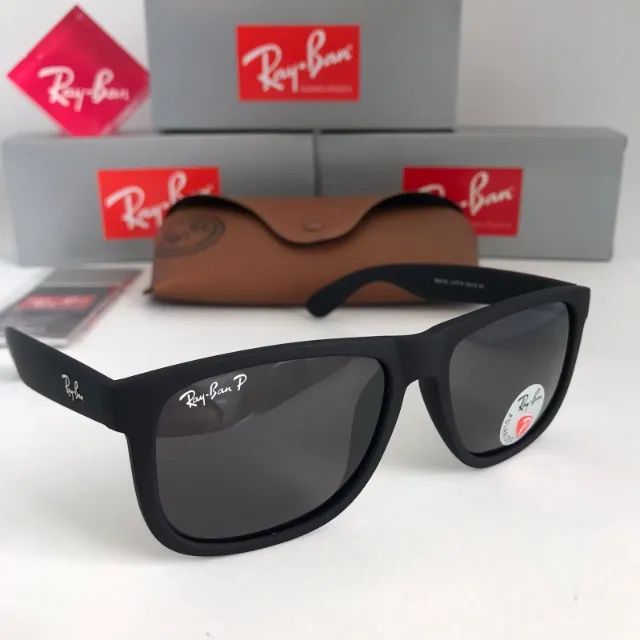 Óculos Ray ban justin black lentes polarizadas - Foto 4