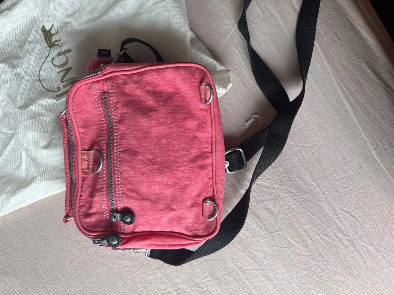 Bolsa kipling rosa chiclete  média  - Foto 3