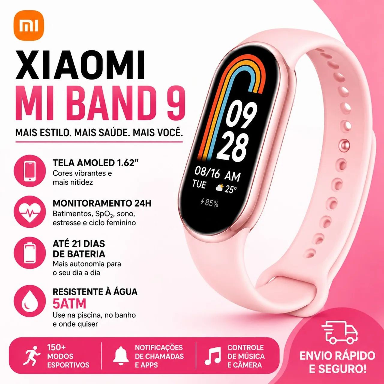 Smartwatch Xiaomi Mi Band 9 (MiBand) - ROSA