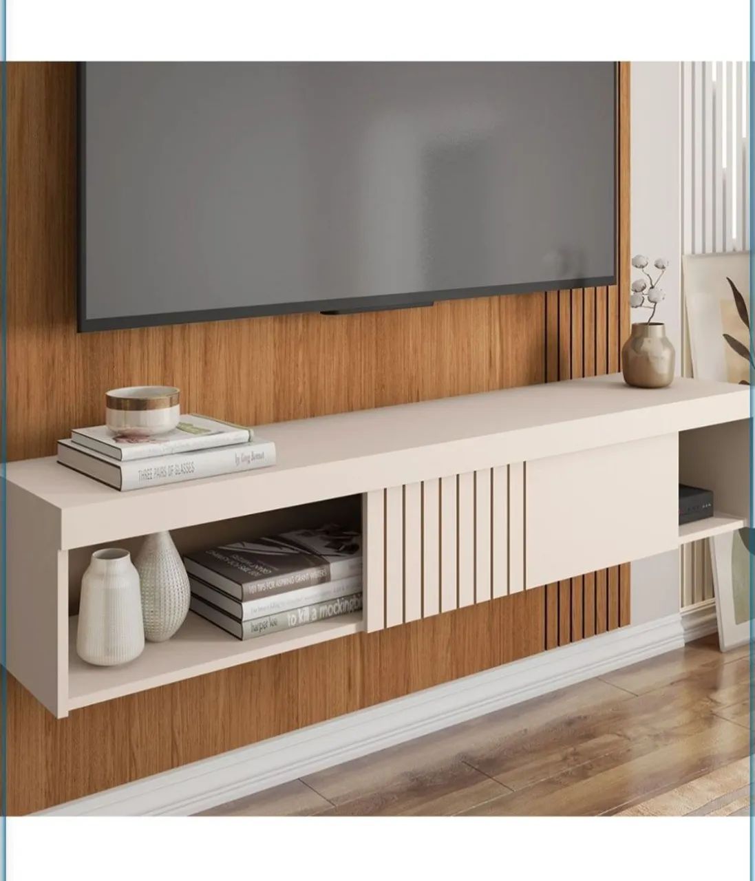 Painel para Tv 55 Polegadas Jade 1.5 Caemmun Freijó/Off White - Foto 3