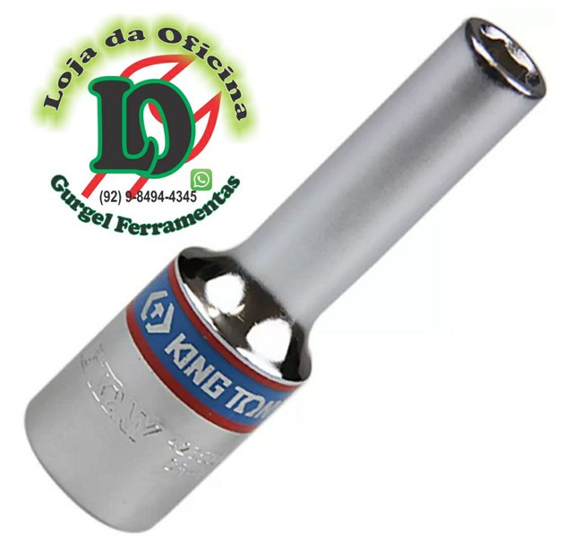 Soquete Sextavado Longo 8 mm com Encaixe de 1/2 Pol. - KING TONY-423508<br><br>