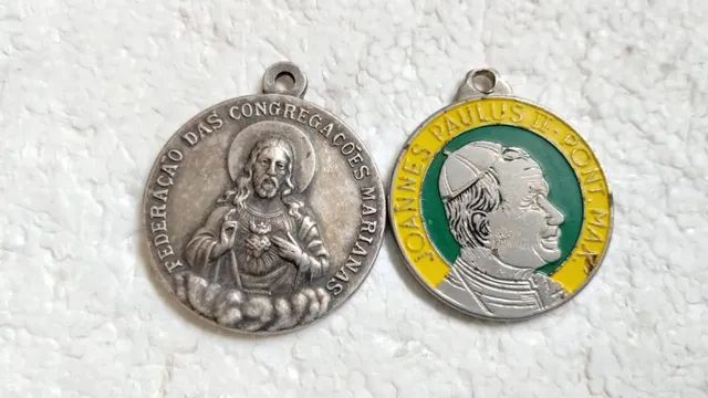 Medalhas religiosas antigas kit com 5 um #av - Foto 4