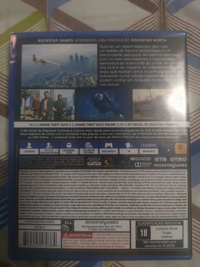 GTA V PREMIUM  PS4 - Jogo Digital