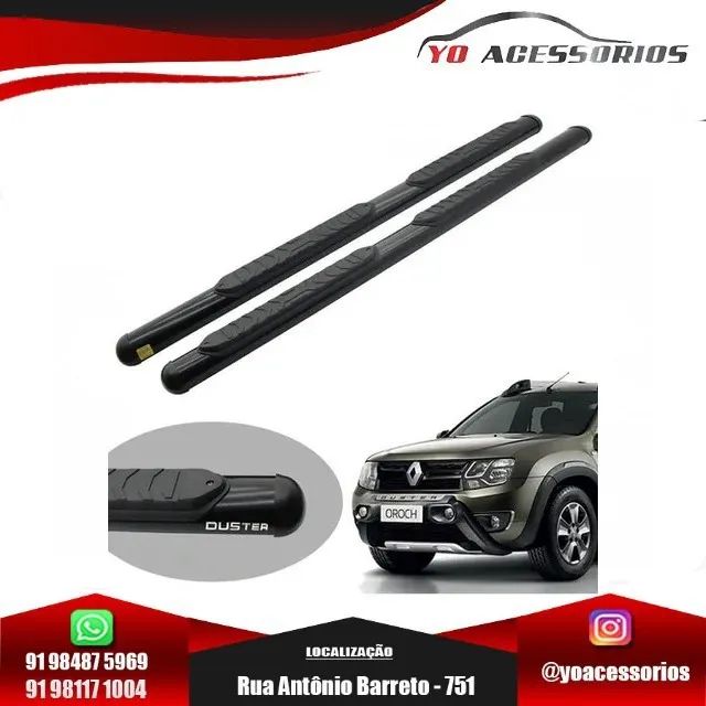 Estribo Duster Oroch 2016 2017 2018 2019 Preto Oblongo Oval Lateral Modelo Original Track