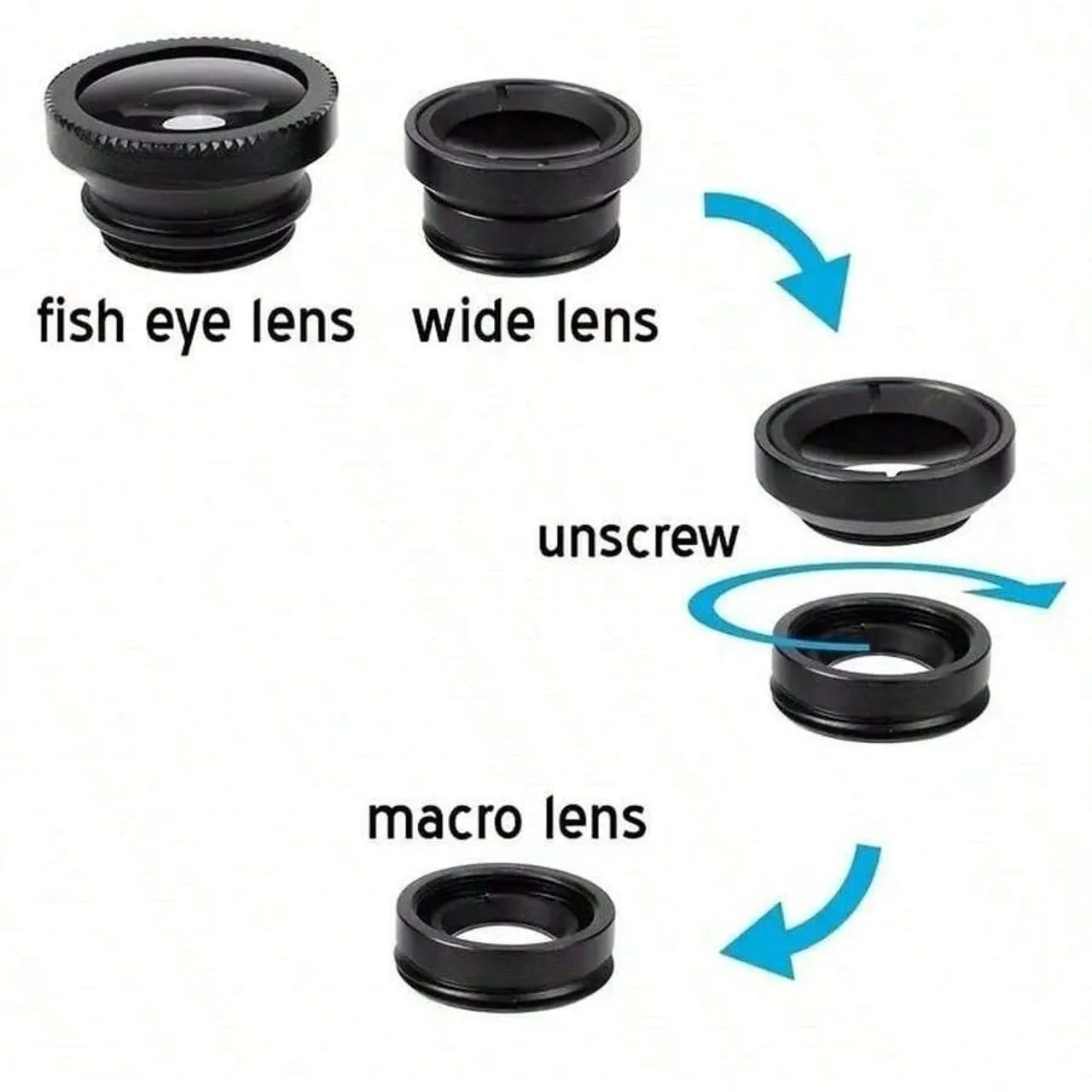 Kit de lentes de câmera para celular 3 em 1 - Foto 2