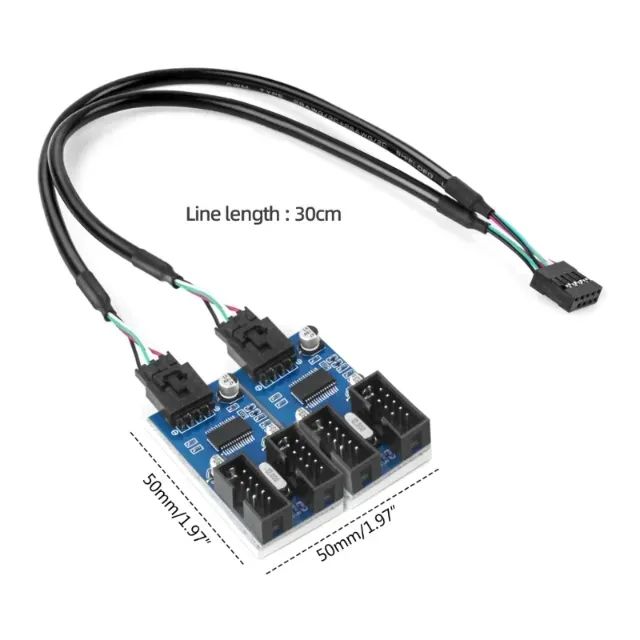 Cabo USB 9pin para placa mãe HUB 4 em 1 - Foto 2