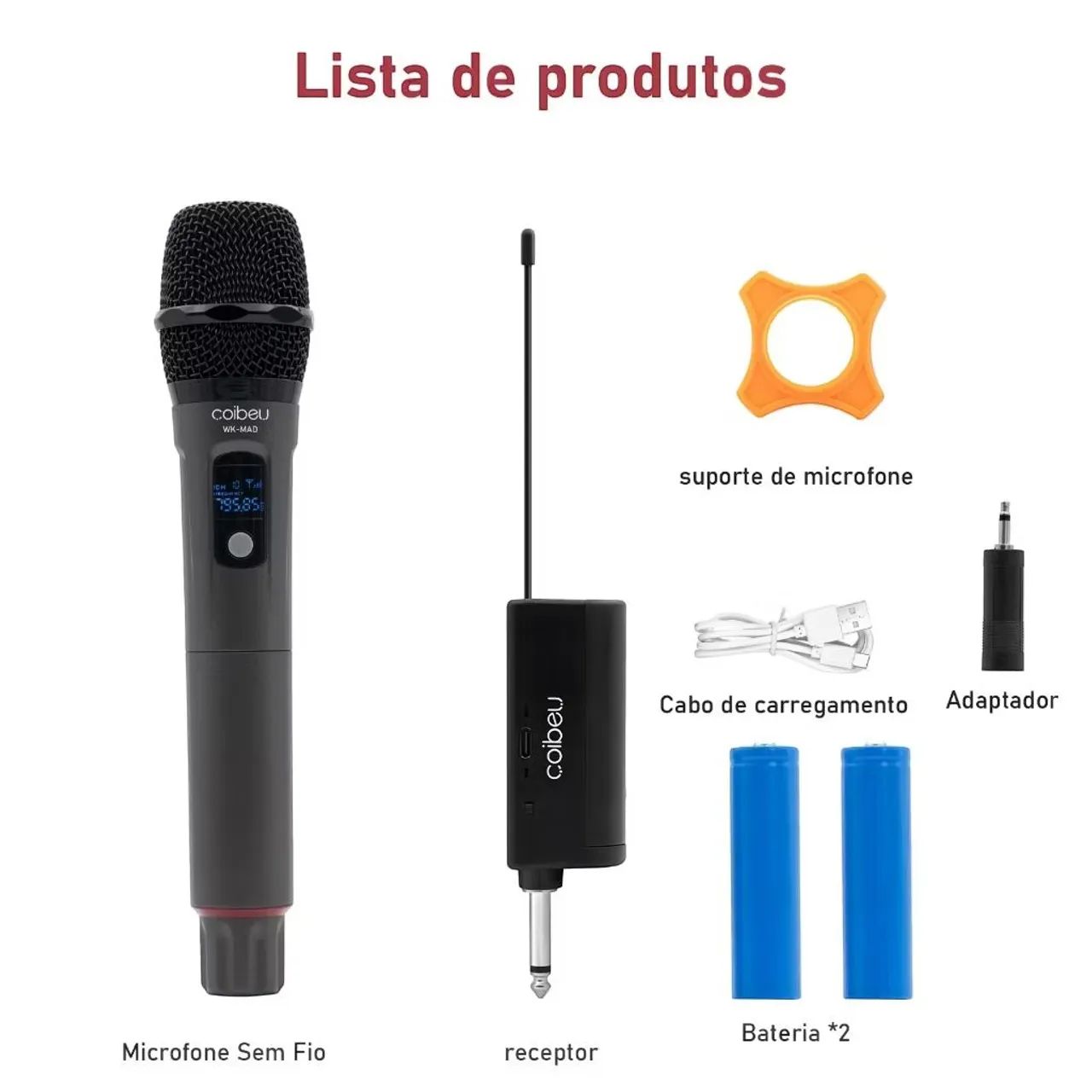 Microfone Sem Fio Recarregável 