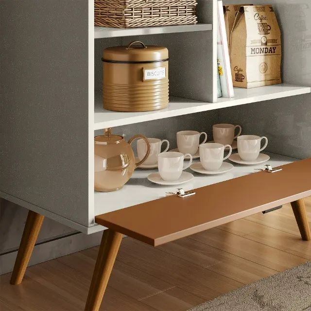 Cantinho do café rubi com detalhe ripado com espaaço para xicaras off white perolizado  - Foto 2