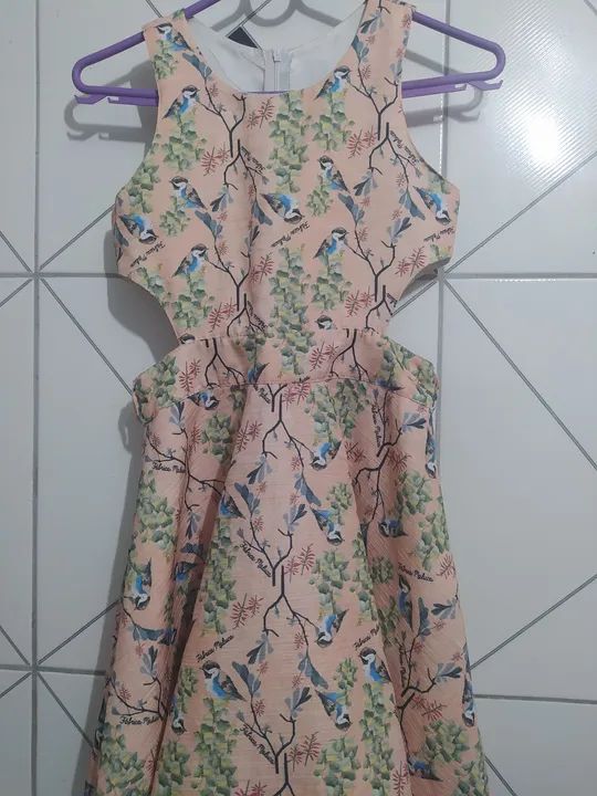 Vestido infantil com pássaros