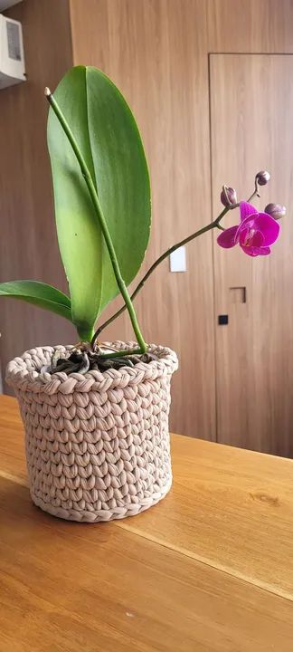 Cachepot fio de malha cinza novo 12 cm de altura  - Foto 3