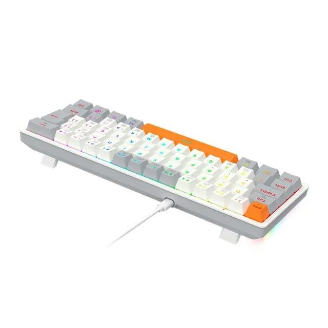 Teclado Mecânico 60% Redragon Akali White/Gray/Orange RGB Switch Brown - WZetta - Foto 6