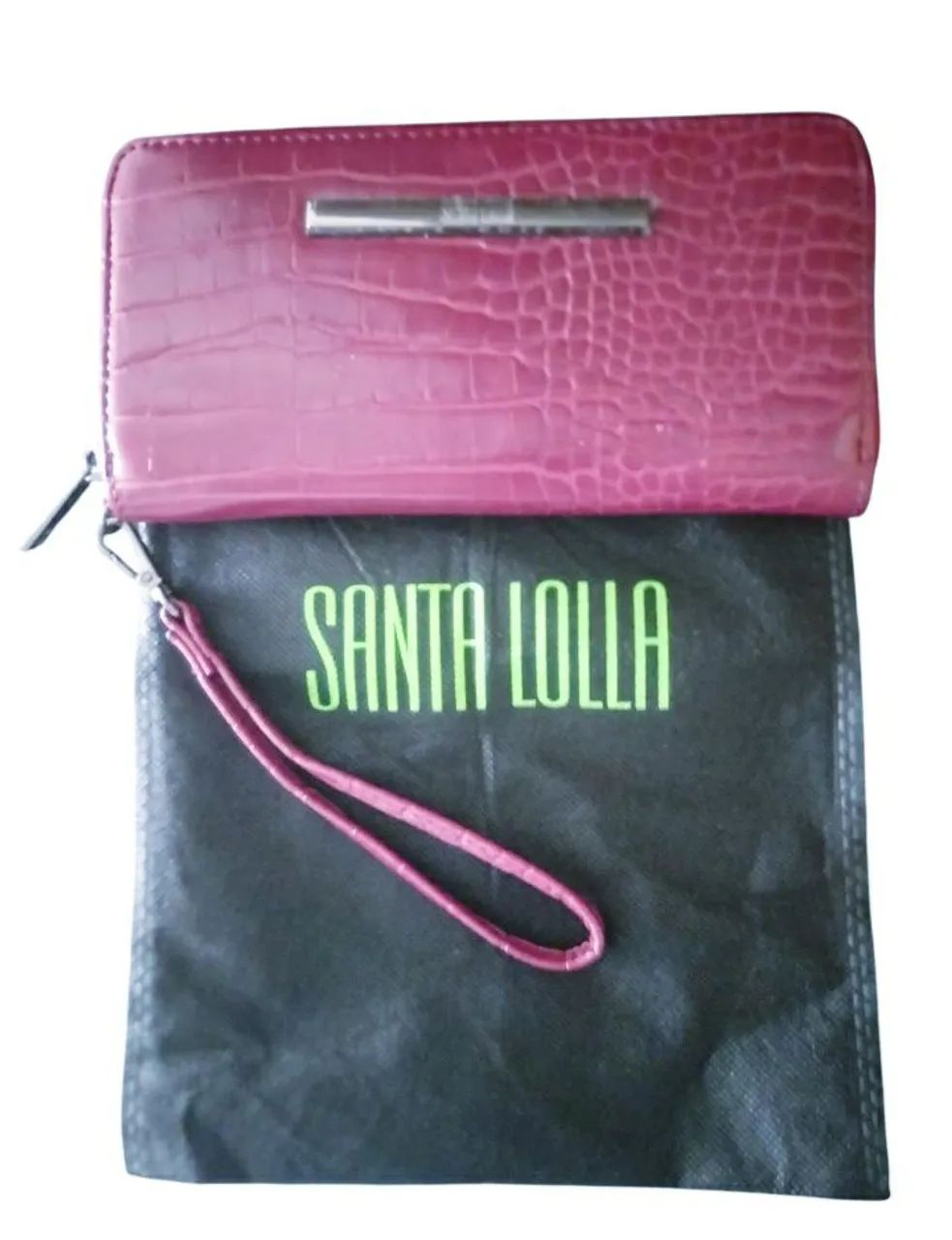 CARTEIRA, EM COURO CROCO LEGITIMO, COR VINHO, MARCA SANTA LOLLA. - Foto 5