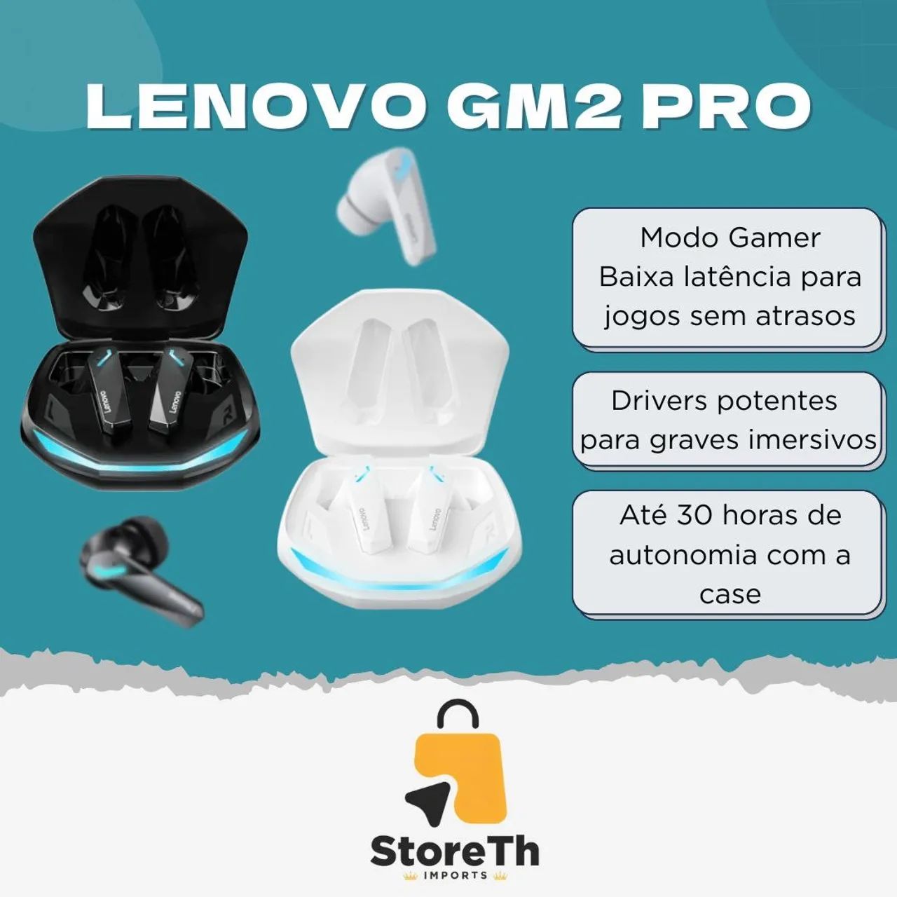 Lenovo GM2 Pro Novo Lacrado Fone Bluetooth 
