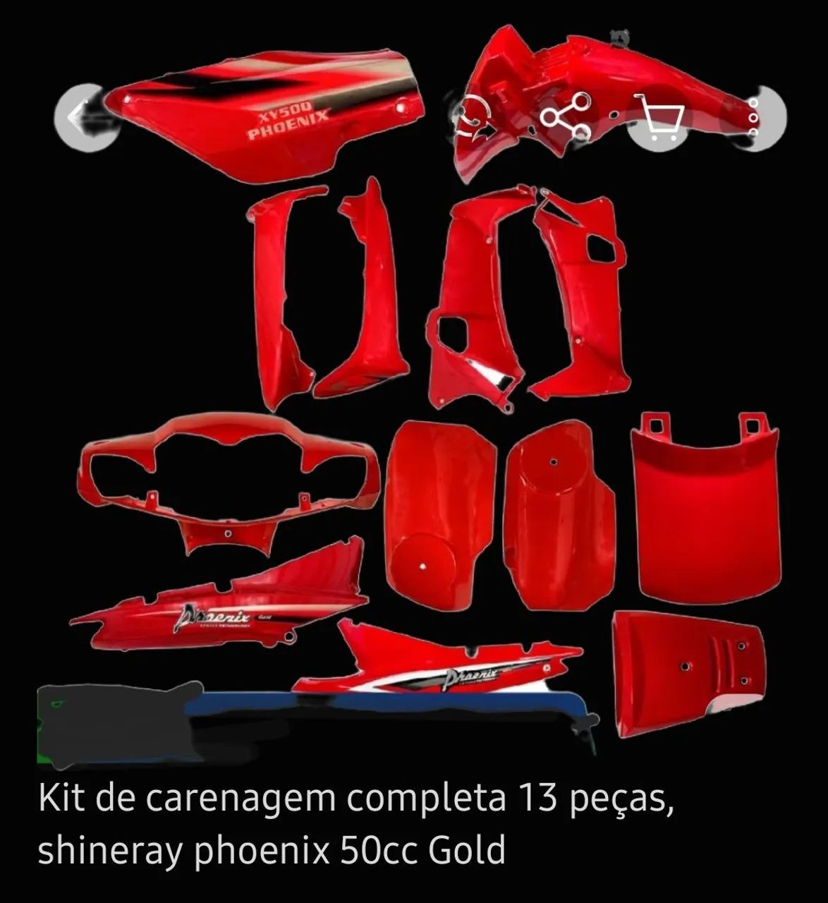 Kit Carenagem Completa Shineray Phoenix 50cc Gold 13 Peças
