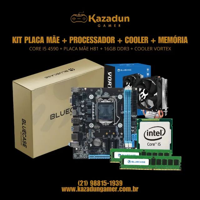 KIT CORE I5 / 16GB / PLACA MÃE H81 / COOLER - COM NOTA FISCAL E GARANTIA DE 90 DIAS.