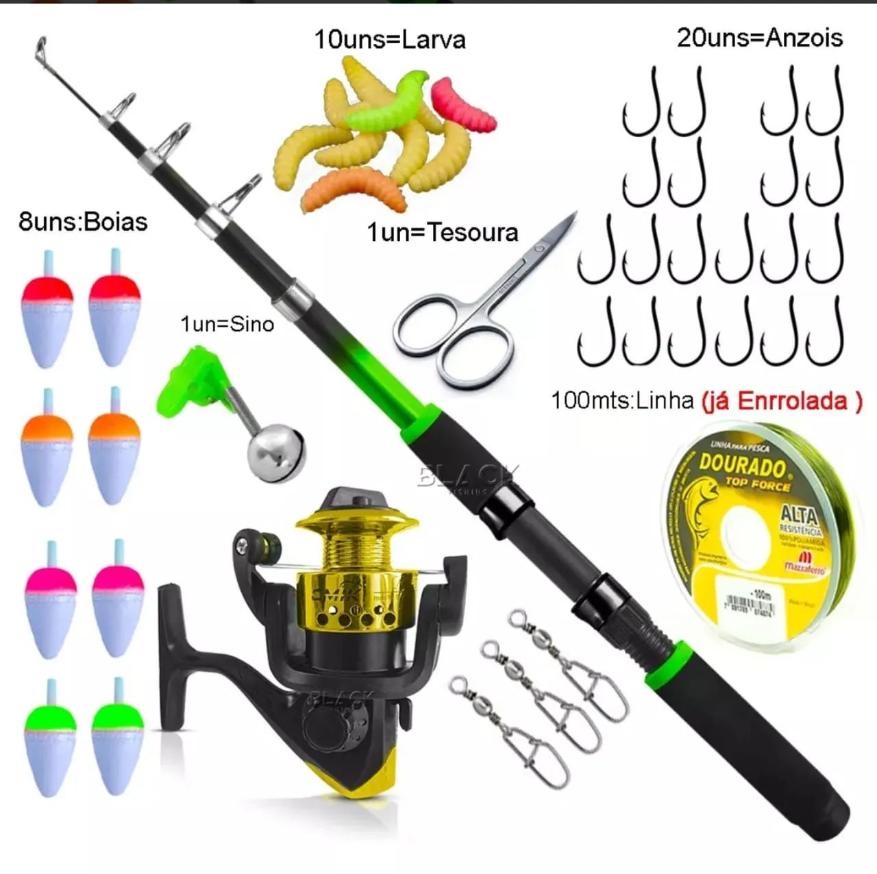 Kit de Pesca Completo - Vara, Reel, Linha e Acessórios