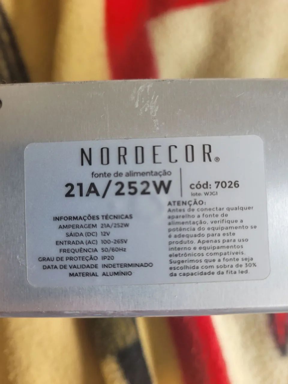 Fonte Driver Chaveada 21A 252W 12V NORDECOR 7026