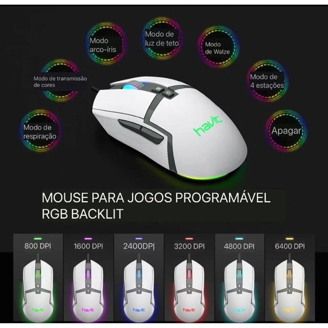 Mouse Gamer Havit RGB -  Alta Performance - Foto 4