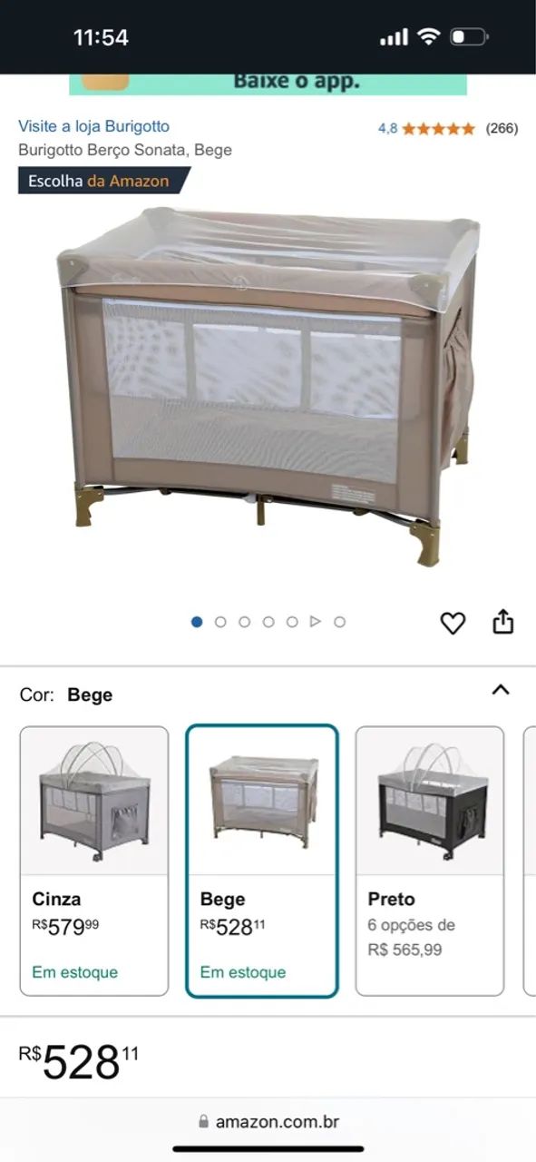 Berço Portátil Burigotto Sonata Bege - Foto 3