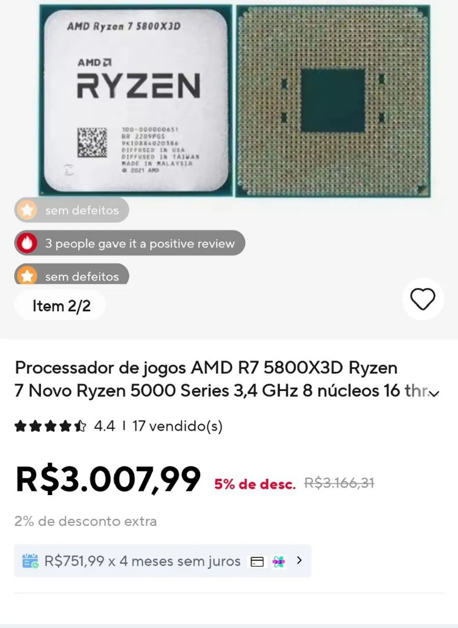 Ryzen 7 5800x3d - Processadores - São João da Barra 1463140602 | OLX