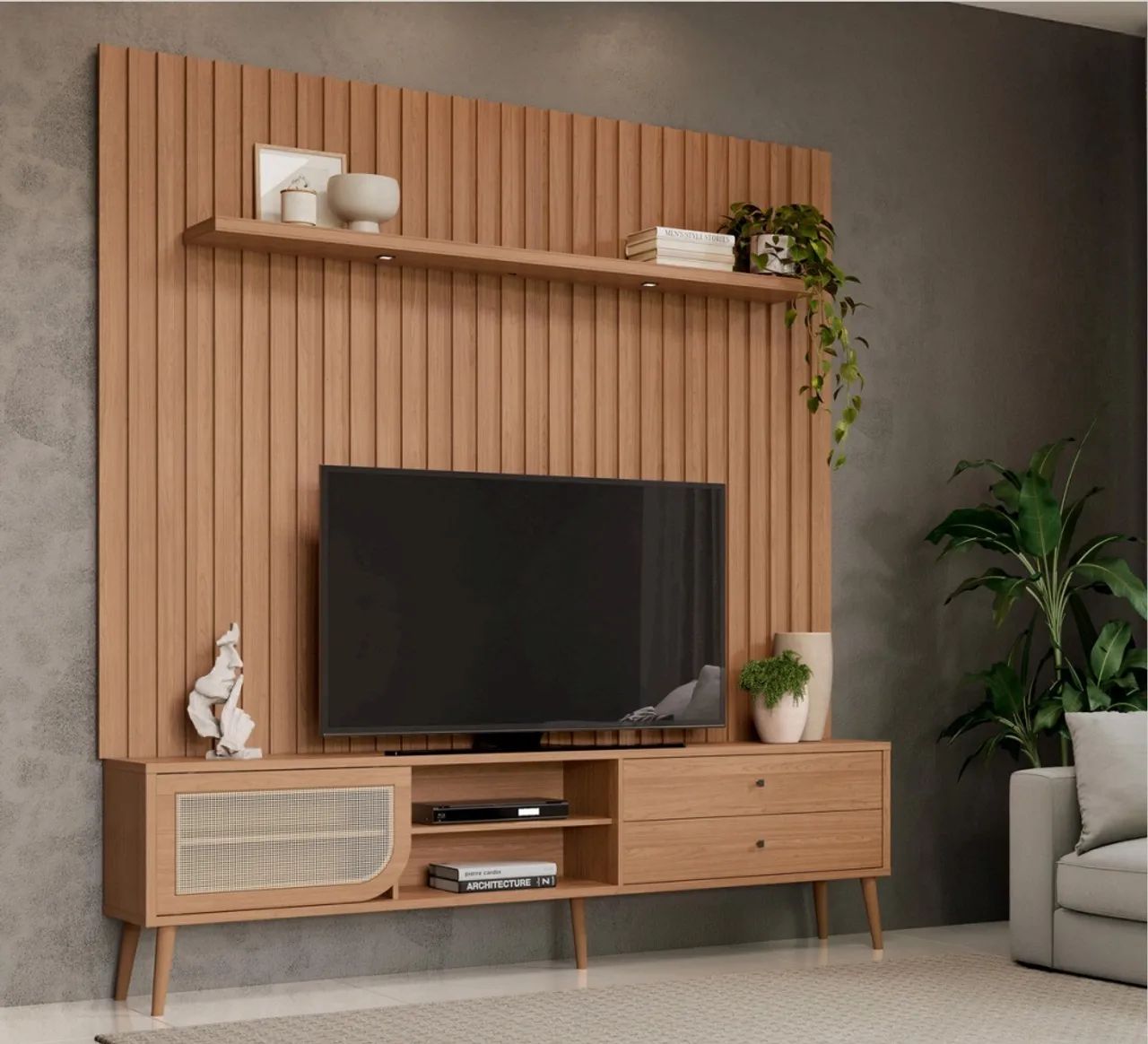 Painel + Rack até 75? Brisa Ripado tt76