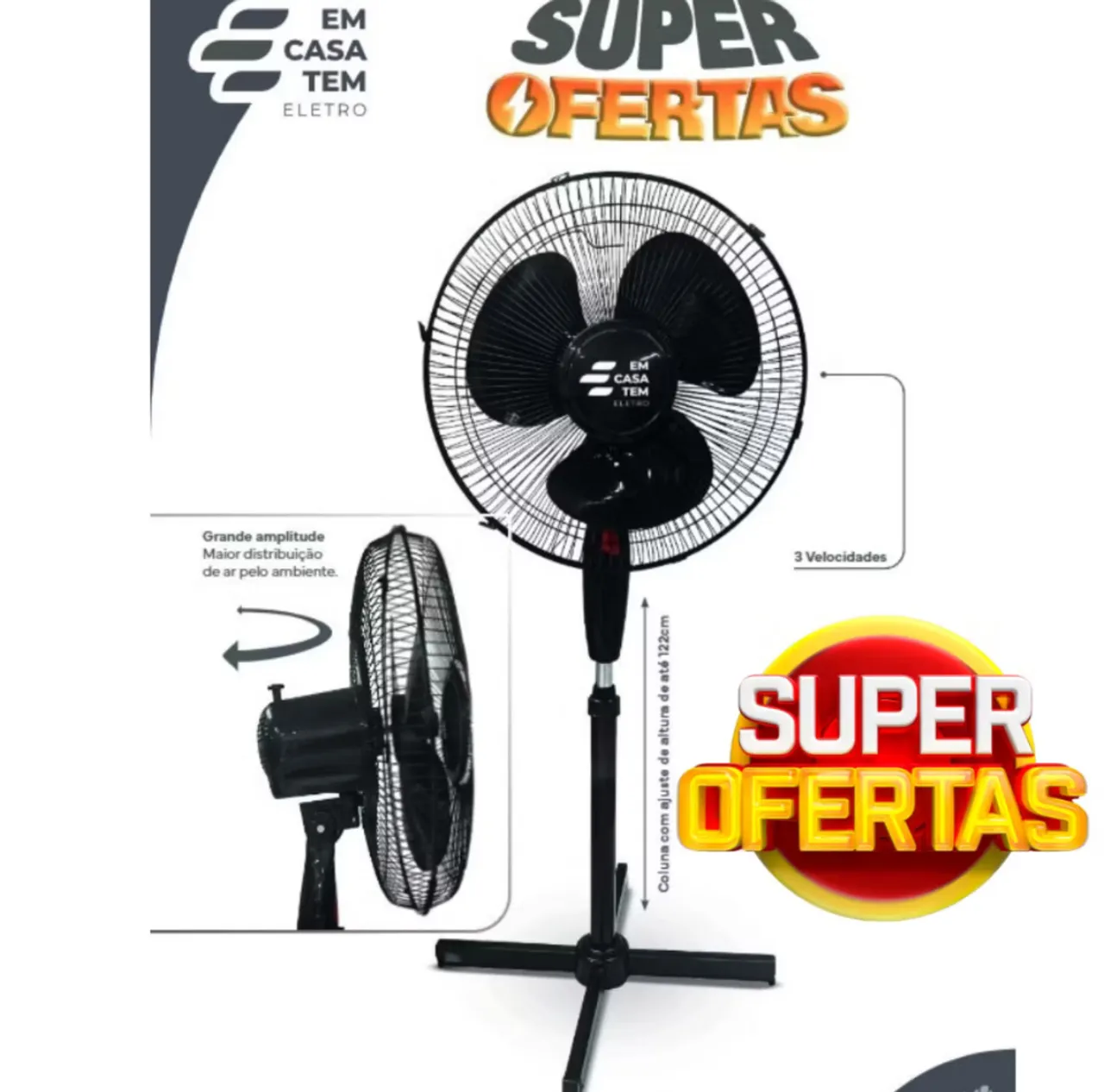 $180,00 Ventilador de Coluna 40cm 3 Velocidades - Em Casa Tem