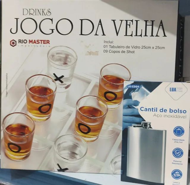 Kit drinks jogo da velha com cantil 