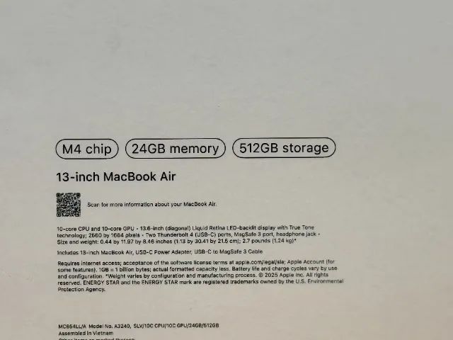 Macbook Air 13 Polegadas M4 24GB 512SSD - NOVO/LACRADO - Parcelamos até 21X - Foto 3