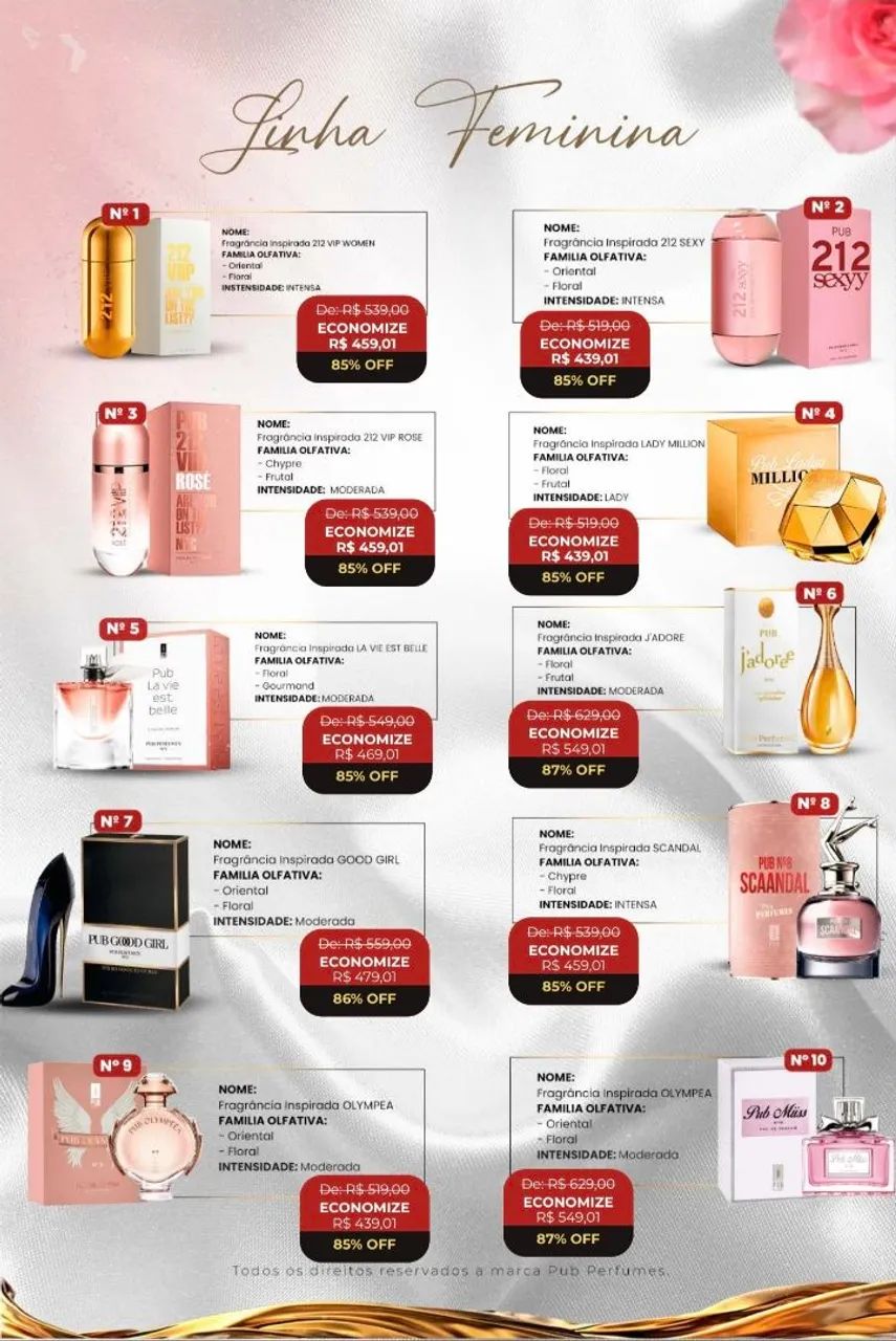 PUB Fragrância inspirada de alta qualidade - diversos modelos - Foto 5