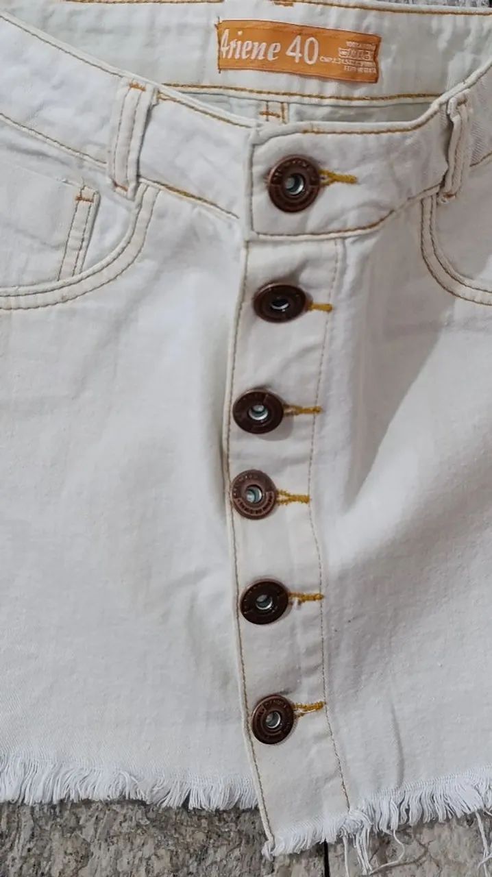 Saia Jeans Branco com Botões  - Foto 3