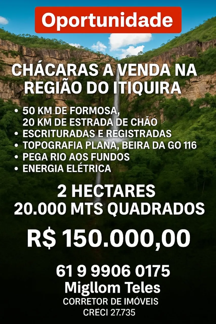 Oportunidade, Chácaras a Venda. 