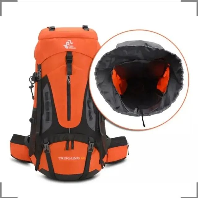 Mochila Trilha Camping 60 Litros Laranja - Foto 3