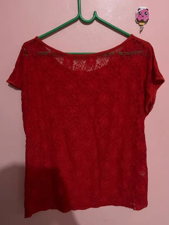 Blusa de renda vermelha TAM 50 - Foto 3